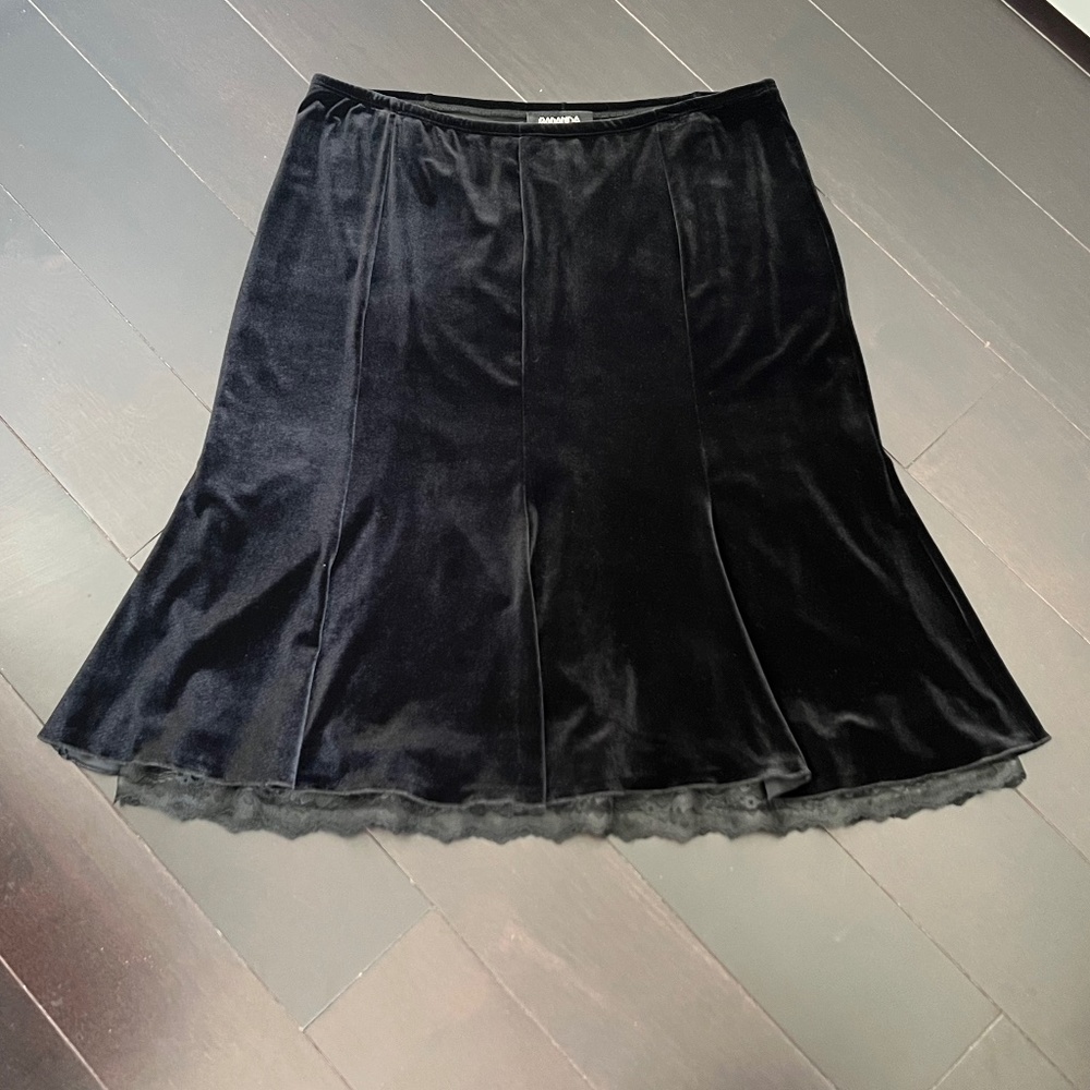 NWOT BARANDA double layered Black Velvet Women’s Skirt, Size XL - Picture 6 of 8